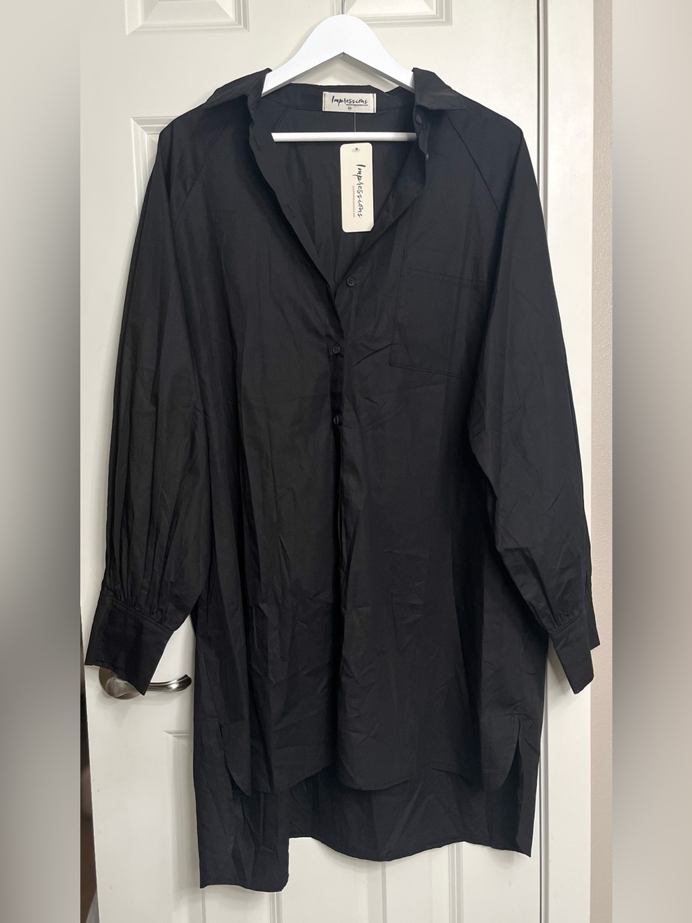 Impressions Oversized Button-Front Shirt Dress